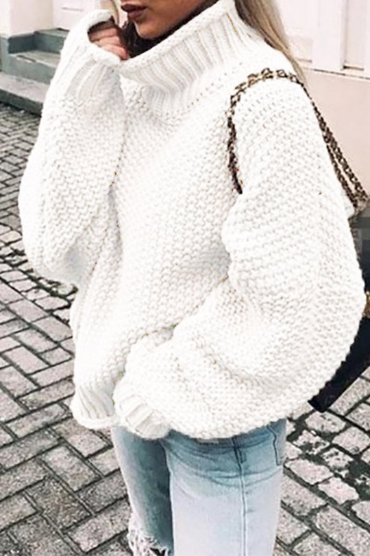 Heidi-Mode | Mode Casual Unifarben Patchwork Rollkragenpullover- 14 Farben