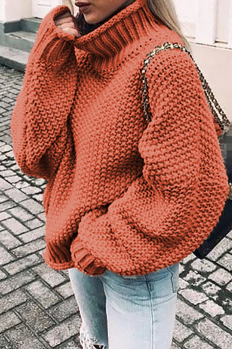 Heidi-Mode | Mode Casual Unifarben Patchwork Rollkragenpullover- 14 Farben