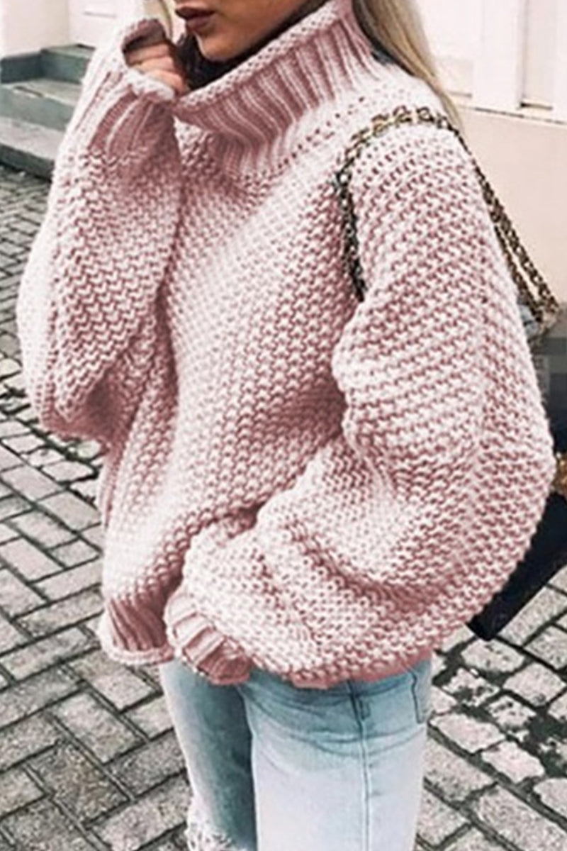 Heidi-Mode | Mode Casual Unifarben Patchwork Rollkragenpullover- 14 Farben