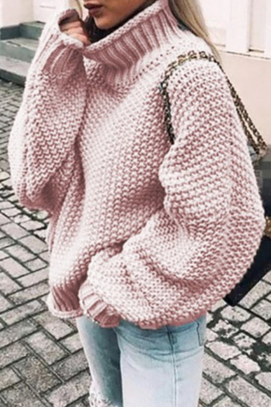 Heidi-Mode | Mode Casual Unifarben Patchwork Rollkragenpullover- 14 Farben
