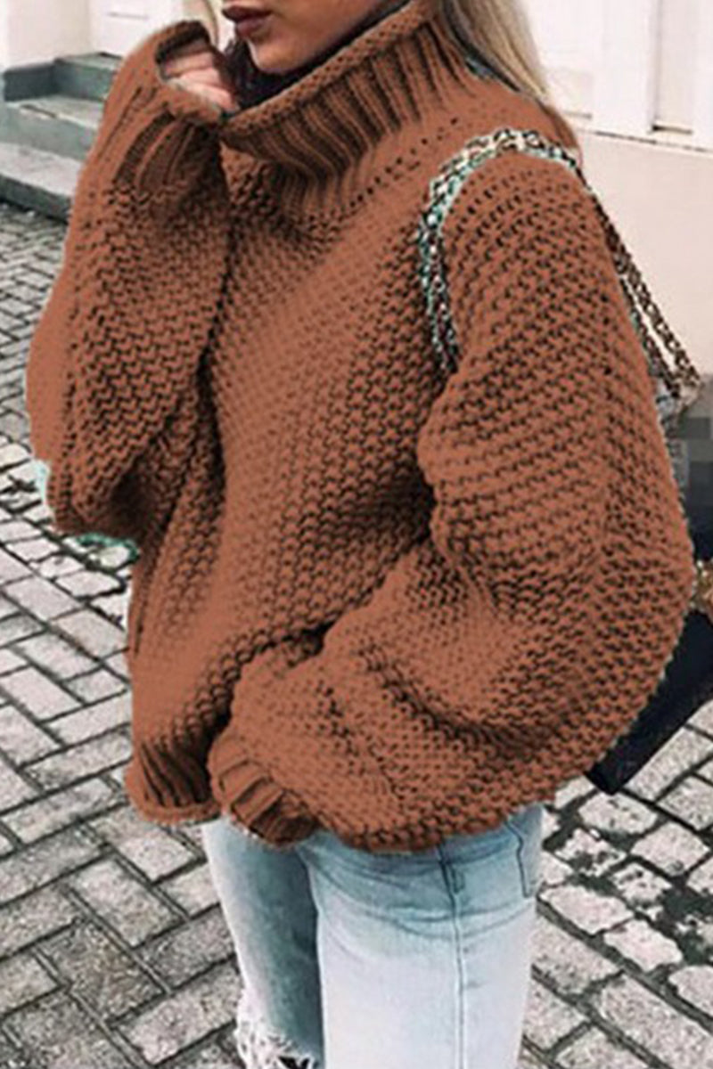 Heidi-Mode | Mode Casual Unifarben Patchwork Rollkragenpullover- 14 Farben