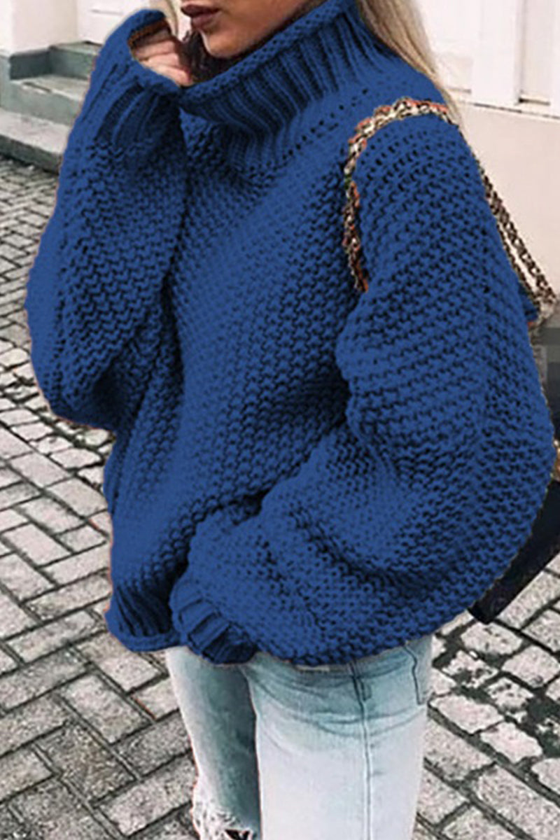 Heidi-Mode | Mode Casual Unifarben Patchwork Rollkragenpullover- 14 Farben