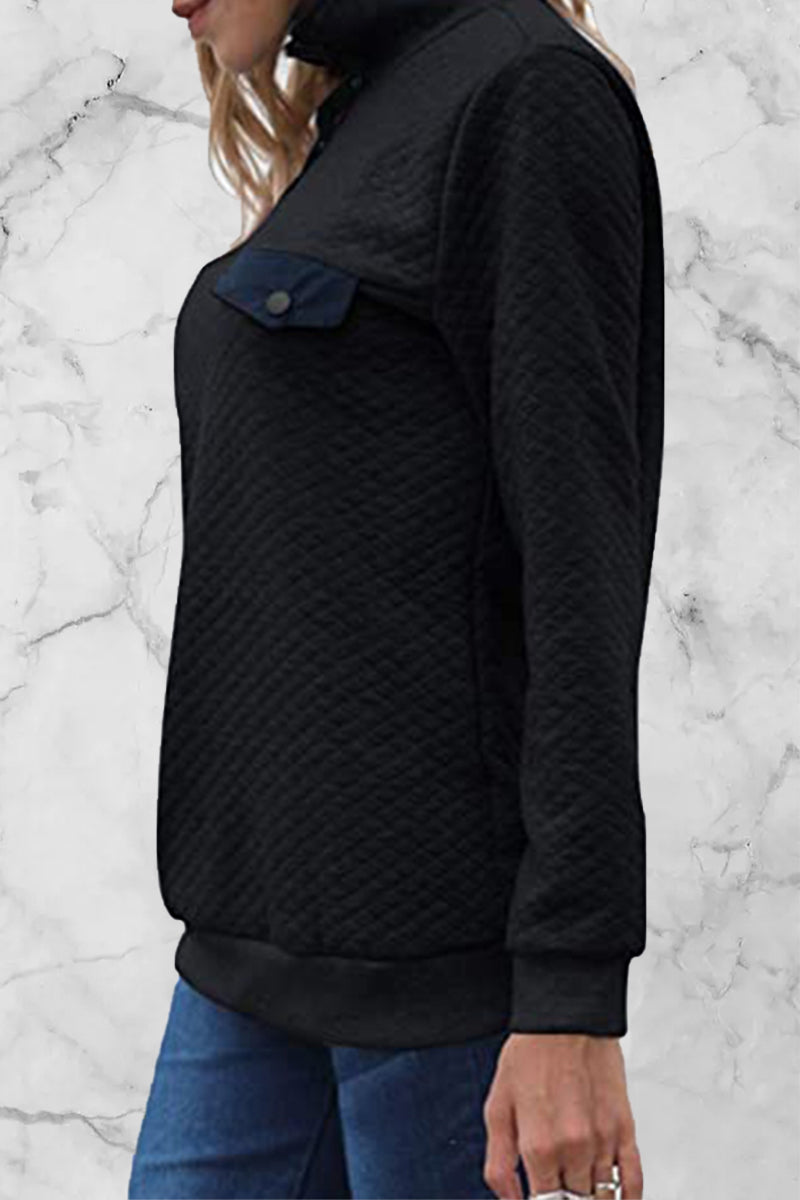 Heidi-Mode | Mode Casual Einfarbig Patchwork Rollkragenoberteile