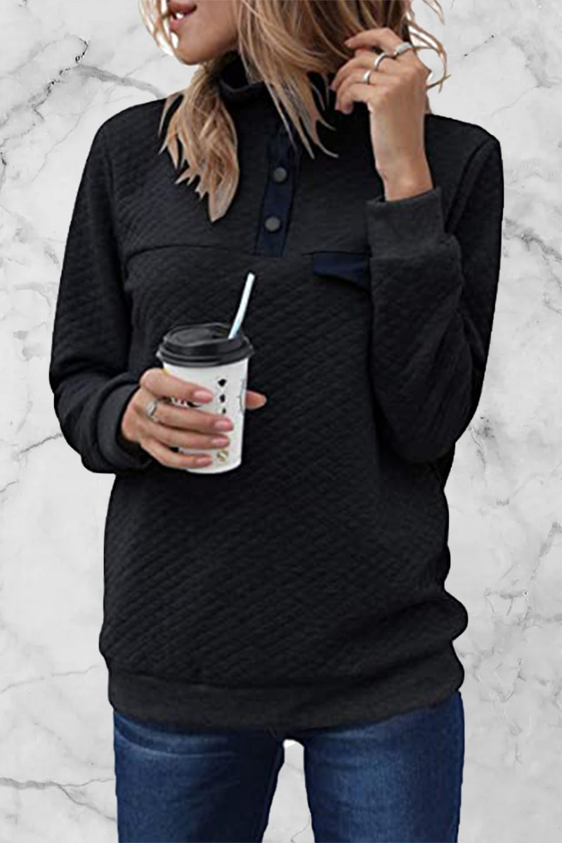 Heidi-Mode | Mode Casual Einfarbig Patchwork Rollkragenoberteile