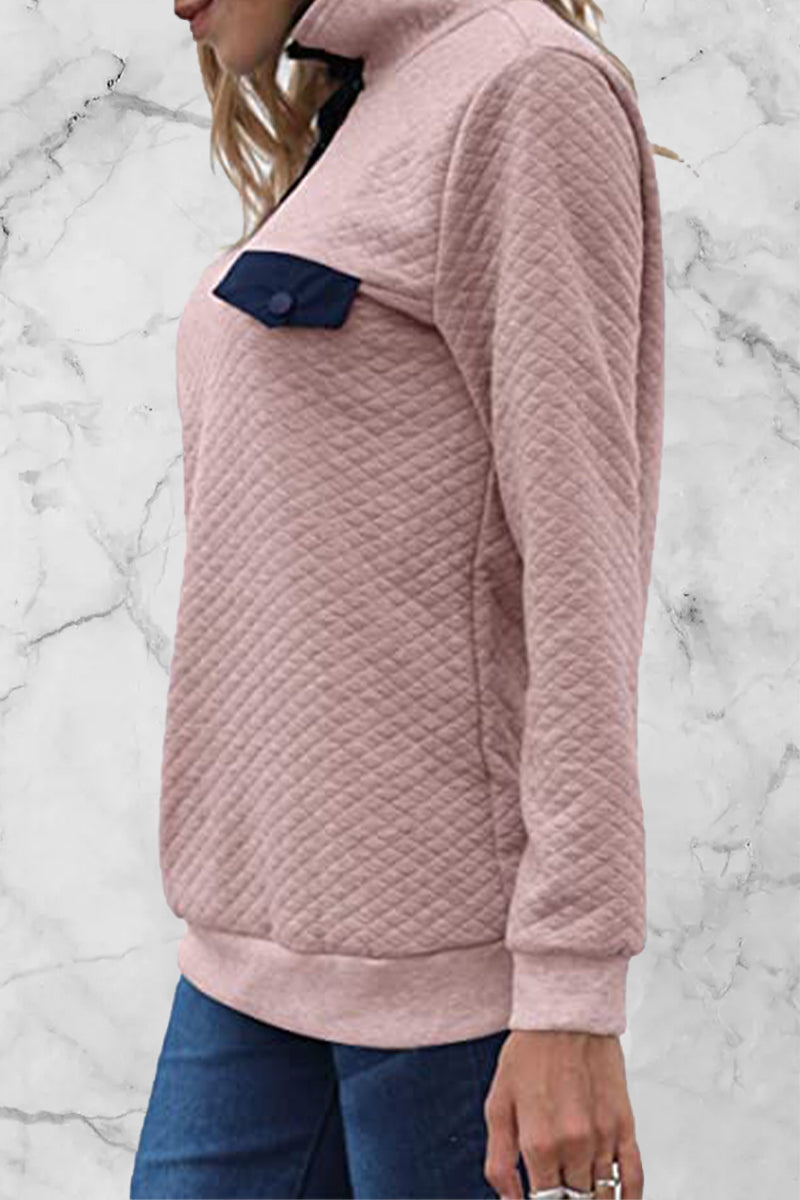 Heidi-Mode | Mode Casual Einfarbig Patchwork Rollkragenoberteile