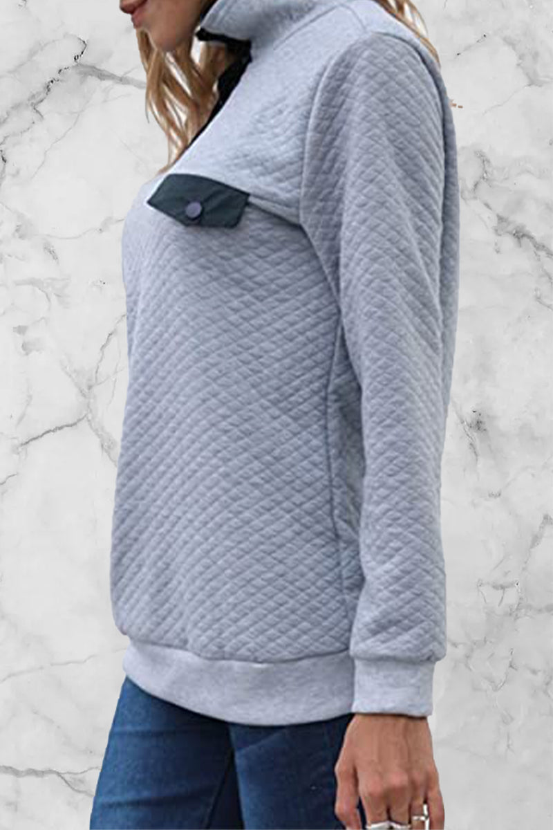 Heidi-Mode | Mode Casual Einfarbig Patchwork Rollkragenoberteile