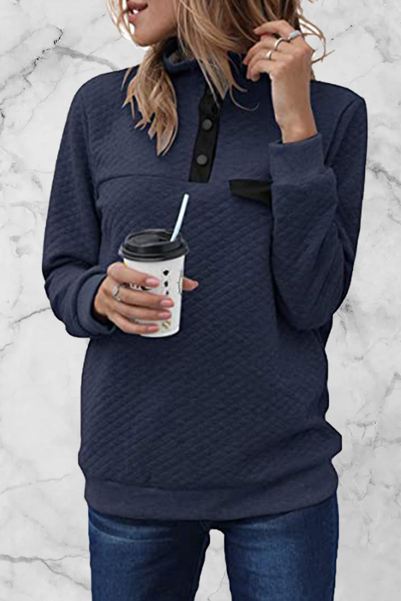 Heidi-Mode | Mode Casual Einfarbig Patchwork Rollkragenoberteile