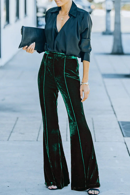 Heidi-Mode | Velours Bootcut Hose mit Hoher Taille