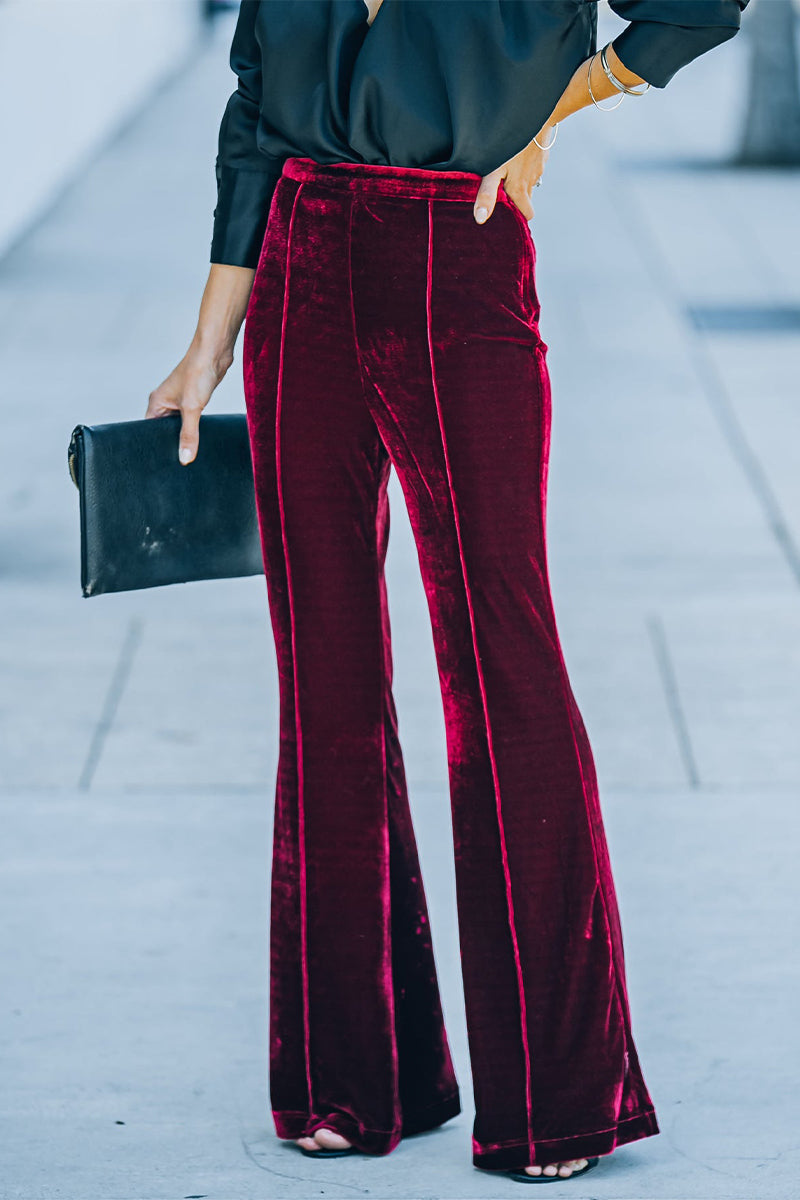 Heidi-Mode | Velours Bootcut Hose mit Hoher Taille
