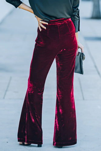 Heidi-Mode | Velours Bootcut Hose mit Hoher Taille