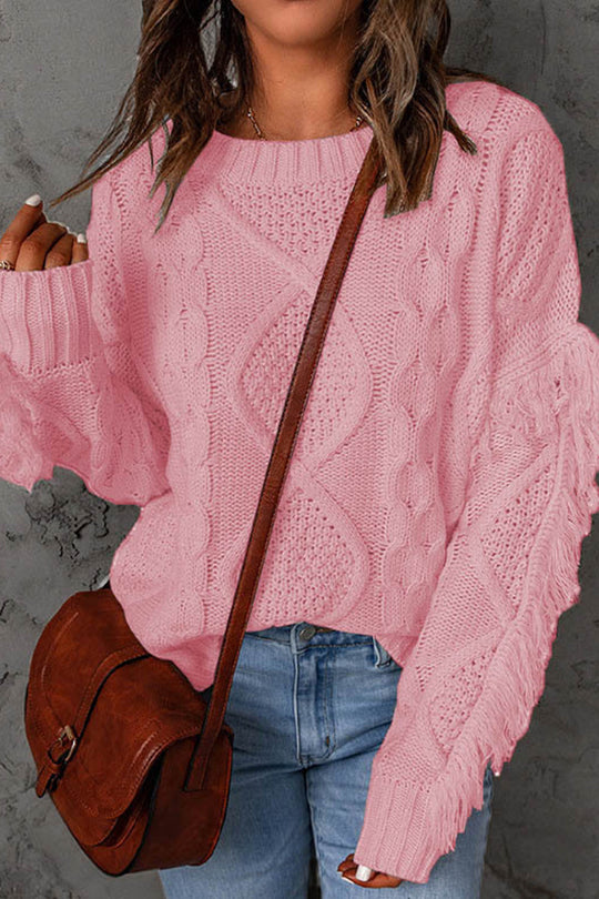 Heidi-Mode | Süß Eleganter Solider Fransen O-Ausschnitt Pullover - 8 Farben