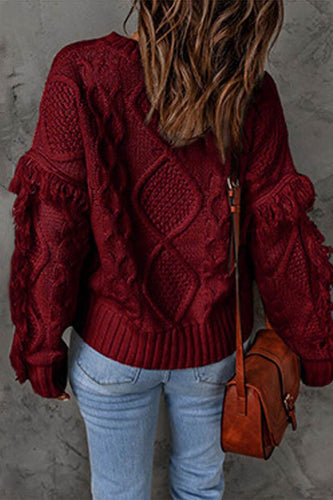 Heidi-Mode | Süß Eleganter Solider Fransen O-Ausschnitt Pullover - 8 Farben