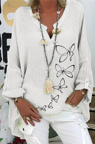Heidi-Mode | Lässige Druck V-Ausschnitt Tops
