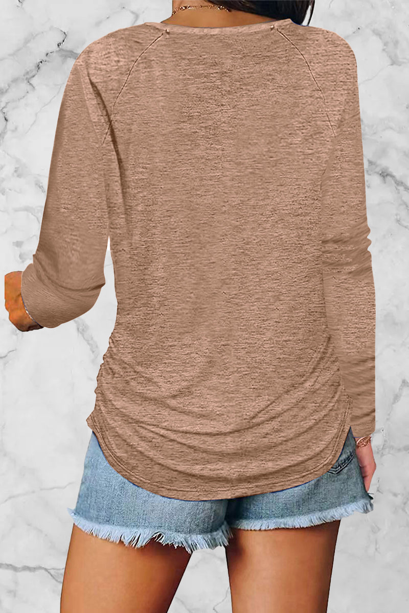 Heidi-Mode | Legere Einfarbige Gefaltete V-Ausschnitt Tops - 8 Farben
