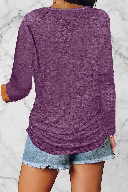 Heidi-Mode | Legere Einfarbige Gefaltete V-Ausschnitt Tops - 8 Farben