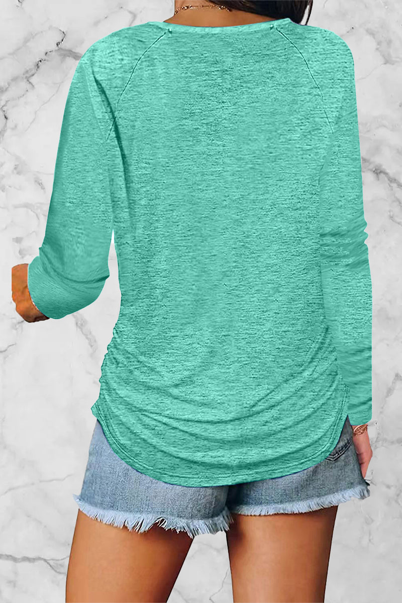 Heidi-Mode | Legere Einfarbige Gefaltete V-Ausschnitt Tops - 8 Farben