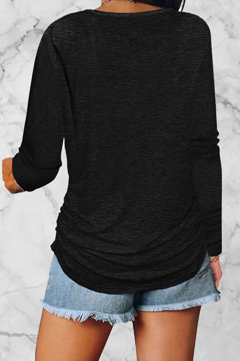 Heidi-Mode | Legere Einfarbige Gefaltete V-Ausschnitt Tops - 8 Farben