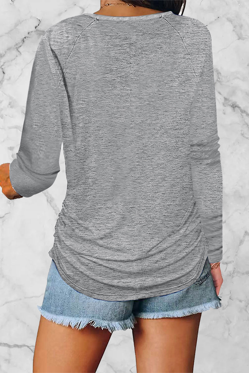 Heidi-Mode | Legere Einfarbige Gefaltete V-Ausschnitt Tops - 8 Farben