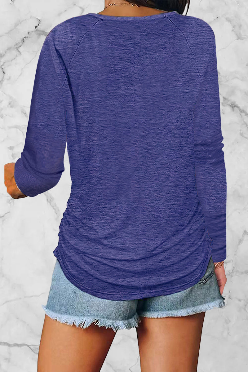 Heidi-Mode | Legere Einfarbige Gefaltete V-Ausschnitt Tops - 8 Farben