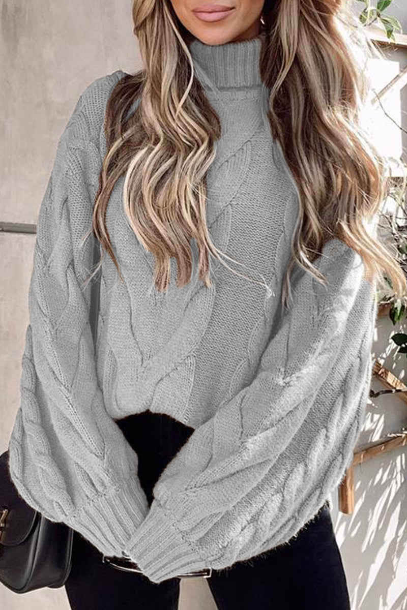 Heidi-Mode | Lässiger Street Solide Farbe Rollkragenpullover - 5 Farben