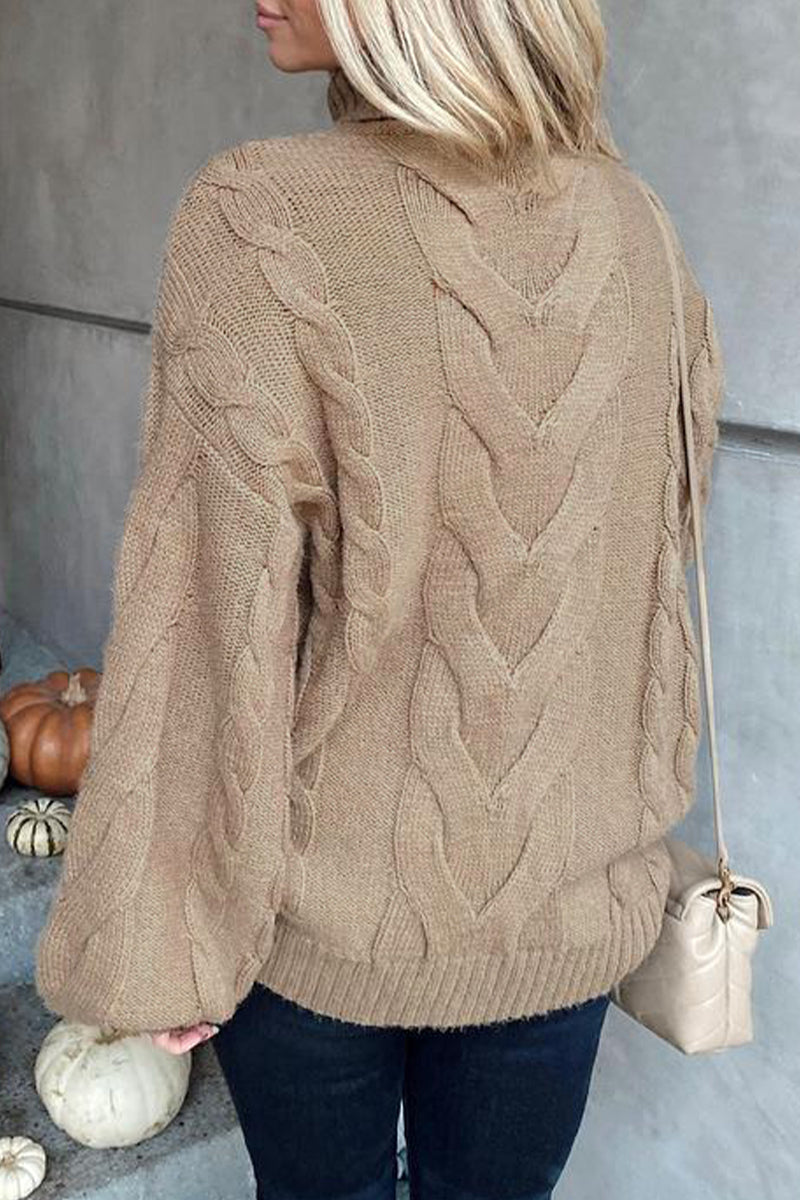 Heidi-Mode | Lässiger Street Solide Farbe Rollkragenpullover - 5 Farben