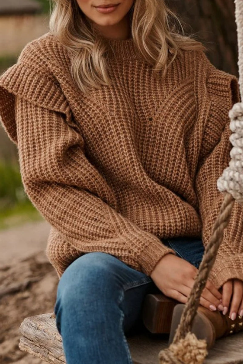Heidi-Mode | Süß Elegant Einfarbig Patchwork O-Hals Tops