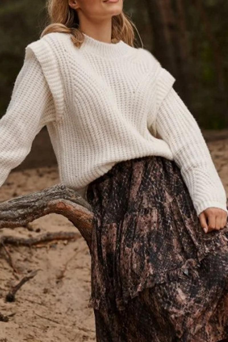 Heidi-Mode | Süß Elegant Einfarbig Patchwork O-Hals Tops