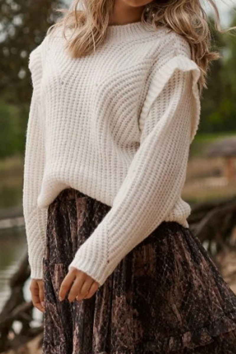 Heidi-Mode | Süß Elegant Einfarbig Patchwork O-Hals Tops