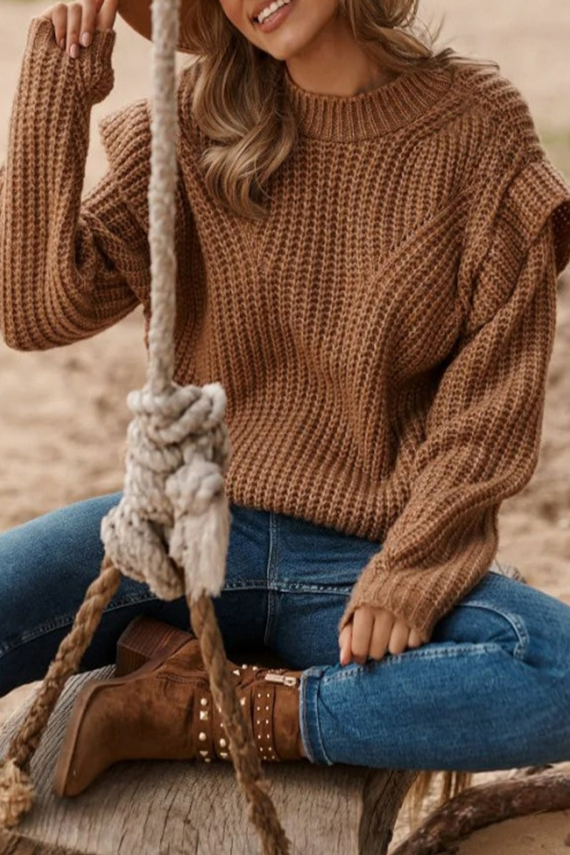 Heidi-Mode | Süß Elegant Einfarbig Patchwork O-Hals Tops
