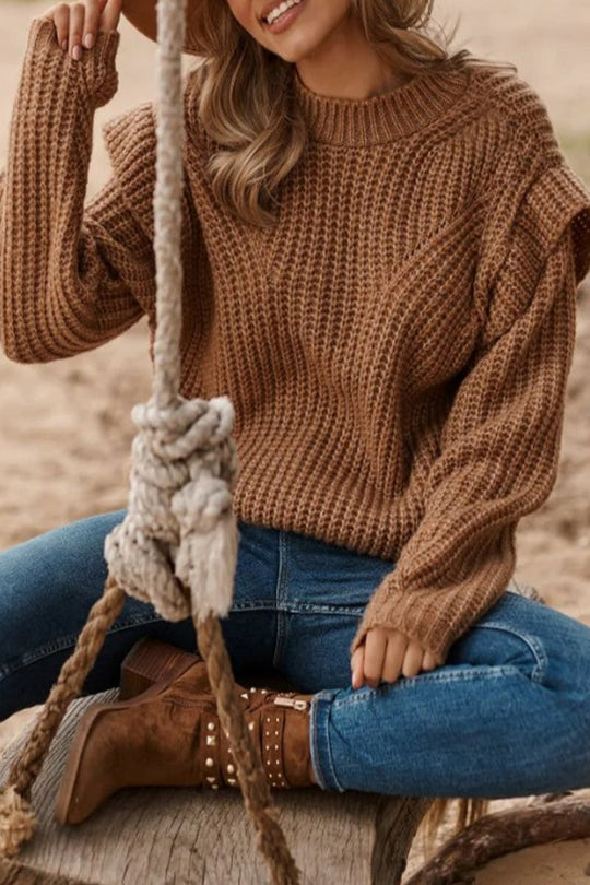 Heidi-Mode | Süß Elegant Einfarbig Patchwork O-Hals Tops