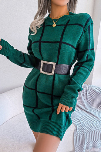 Heidi-Mode | Street Plaid Gestreift Kontrast O Hals One Step Rock Kleider