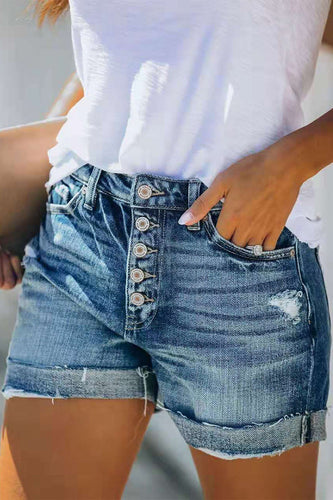 lässige mittelhoch denim shorts