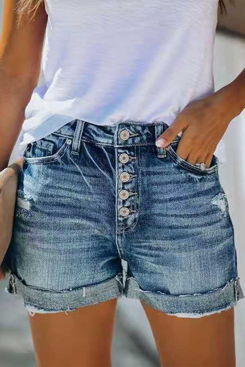 lässige mittelhoch denim shorts