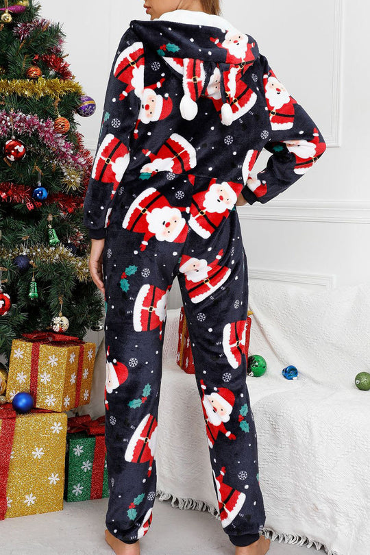 Heidi-Mode | Lässige Living Druck Druck Kapuzenkragen Lockere Overall - 5 Farben