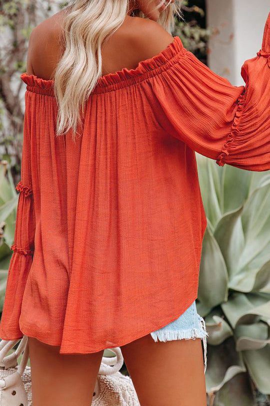 gefaltete Off-Shoulder-Tops