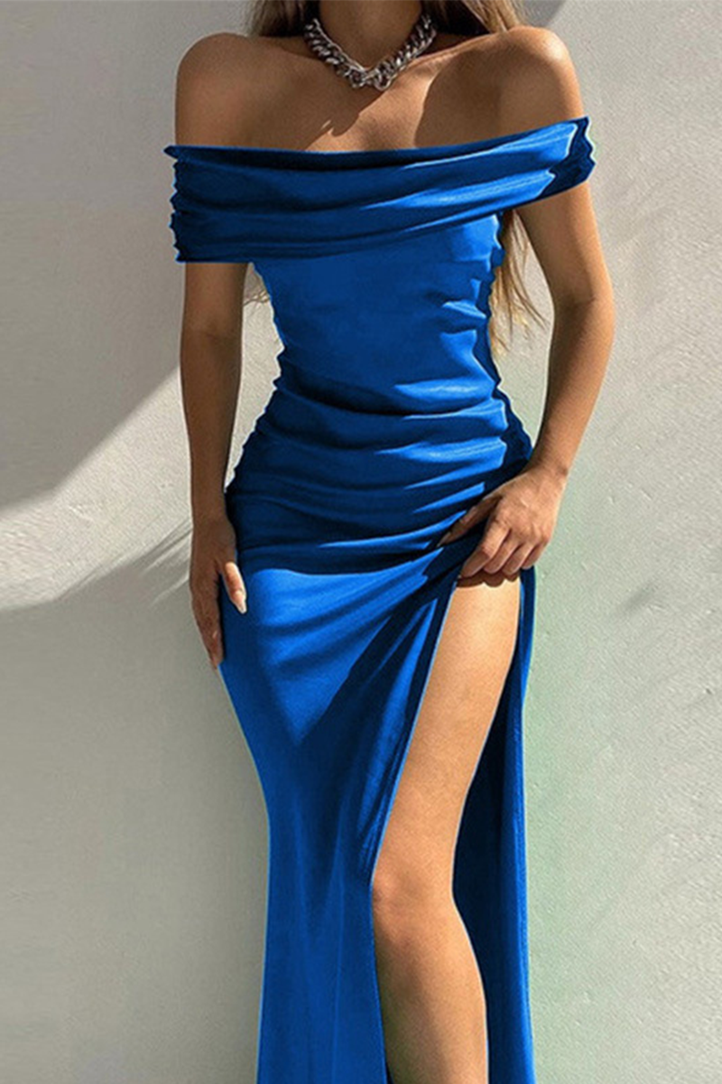 Heidi-Mode | Sexy Solid Hohe Öffnung Schulterfreie Bleistiftrock Kleider - 4 Farben