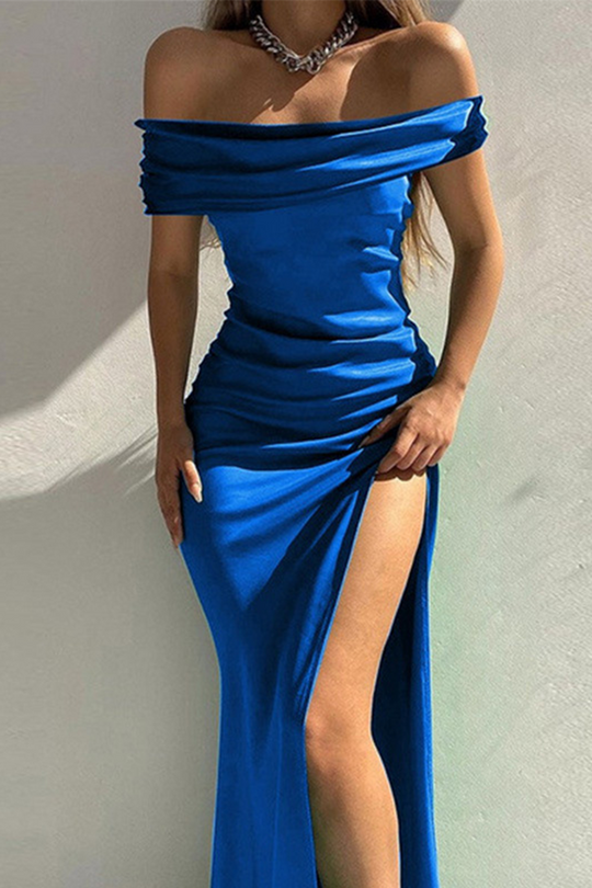 Heidi-Mode | Sexy Solid Hohe Öffnung Schulterfreie Bleistiftrock Kleider - 4 Farben