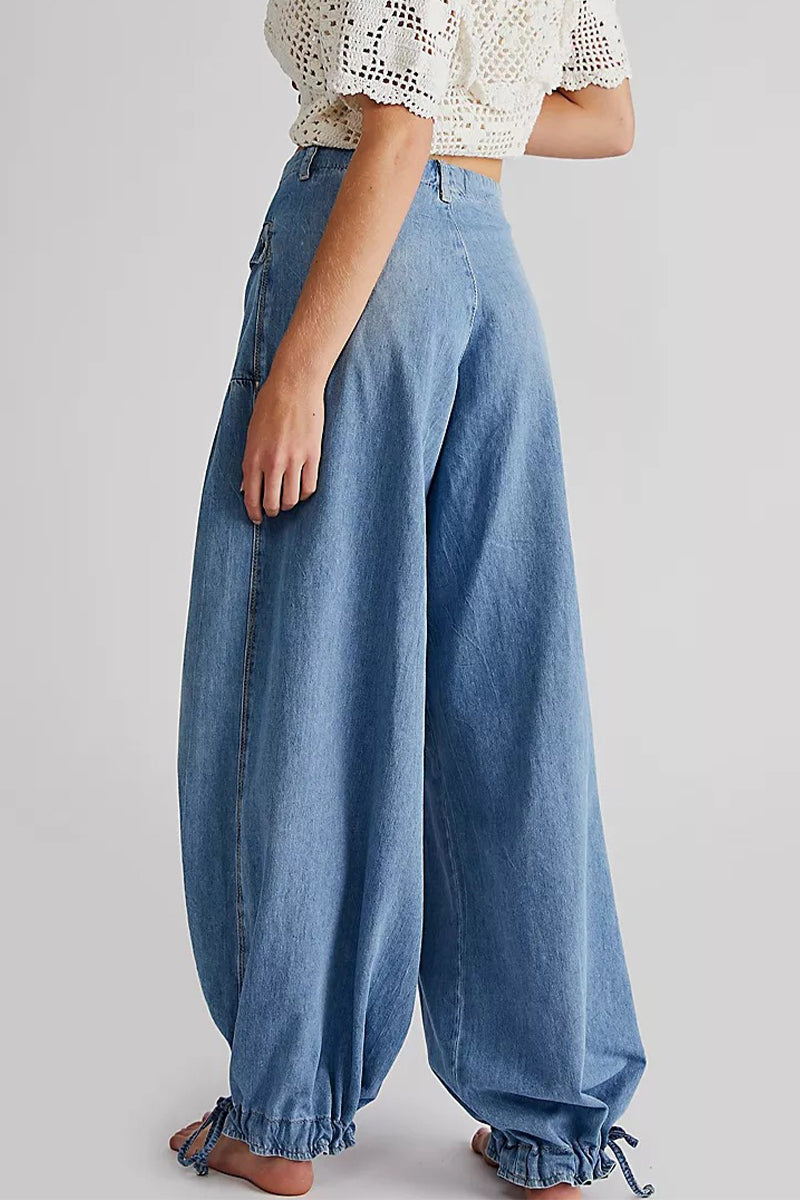 Heidi-Mode | Straße Solide Patchwork Hohe Taille Lose Denim Jeans