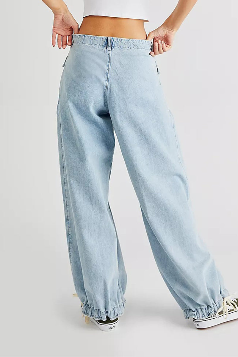 Heidi-Mode | Straße Solide Patchwork Hohe Taille Lose Denim Jeans