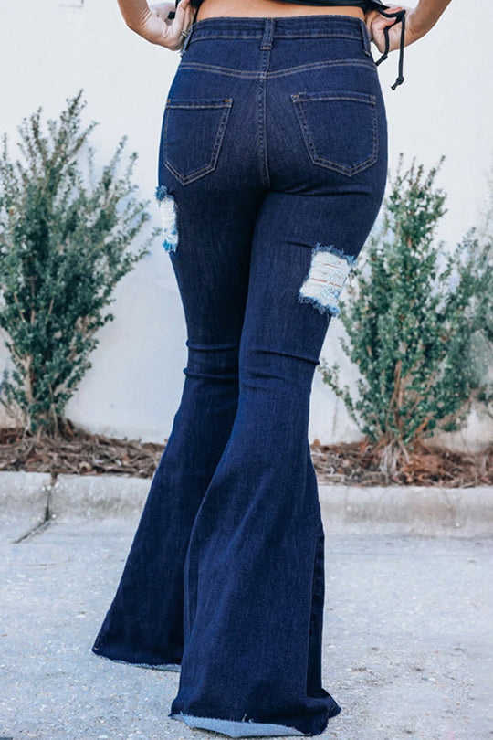 Heidi-Mode | Lässige Street Solide Niet Regular Denim Jeans