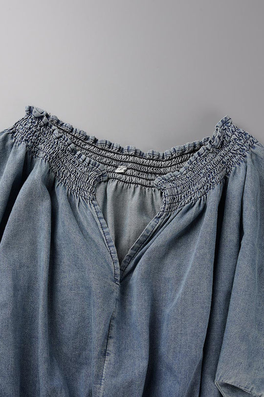 Heidi-Mode | Street Solid Make Old V-Ausschnitt Kurzarm Hoch Taille Locker Jeans Overalls