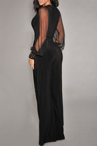 Heidi-Mode | Sexy Elegante Solide Nieten Patchwork V-Ausschnitt Reguläre Bodysuits