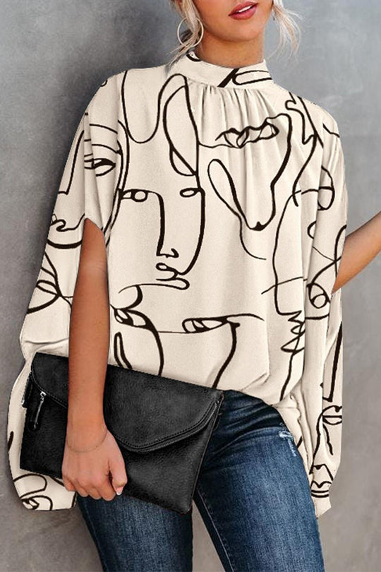 Heidi-Mode | Casual Print Druck O-Hals Blusen - 10 Farben