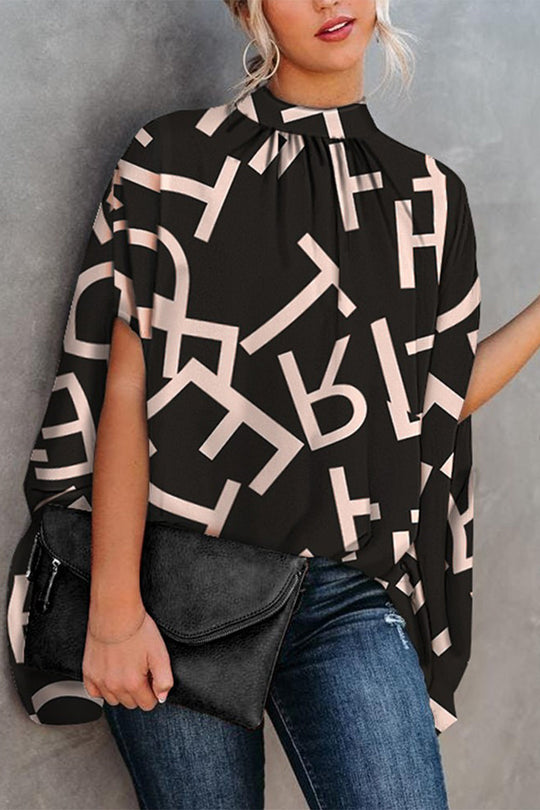 Heidi-Mode | Casual Print Druck O-Hals Blusen - 10 Farben