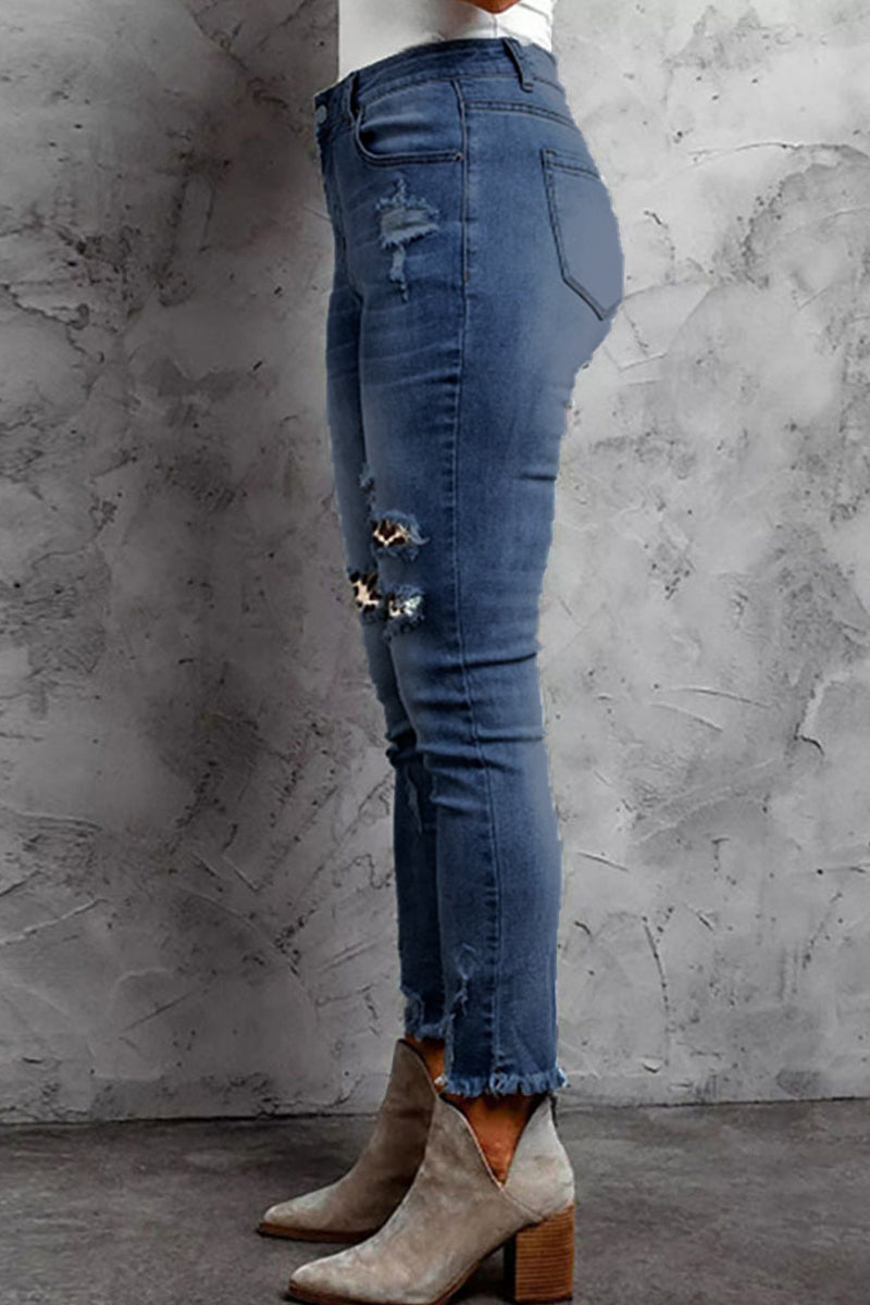 Heidi-Mode | Lässige Patchwork Alte Gewöhnliche Denim Jeans