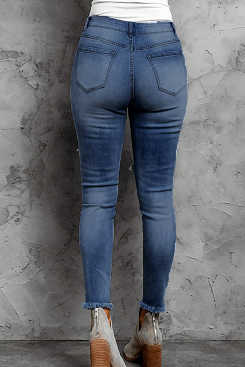 Heidi-Mode | Lässige Patchwork Alte Gewöhnliche Denim Jeans