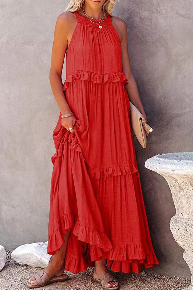 Heidi-Mode | Ferien Solid Asymmetrisch Asymmetrischer Kragen Kuchen Rock Kleider