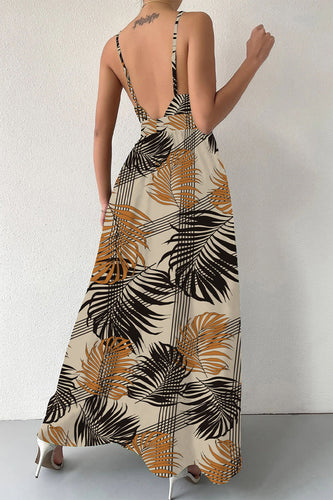 Heidi-Mode | Elegante Florale Schnür-V-Ausschnitt-Trägerkleid Kleider