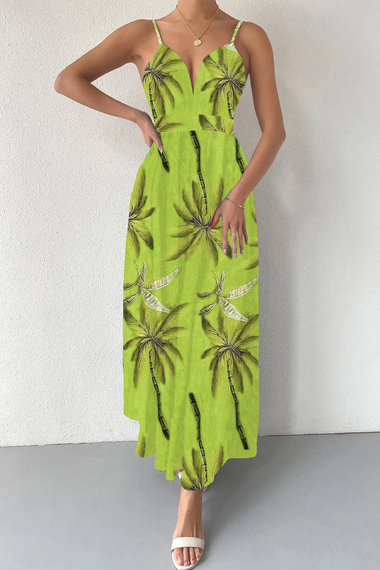 Heidi-Mode | Elegante Florale Schnür-V-Ausschnitt-Trägerkleid Kleider