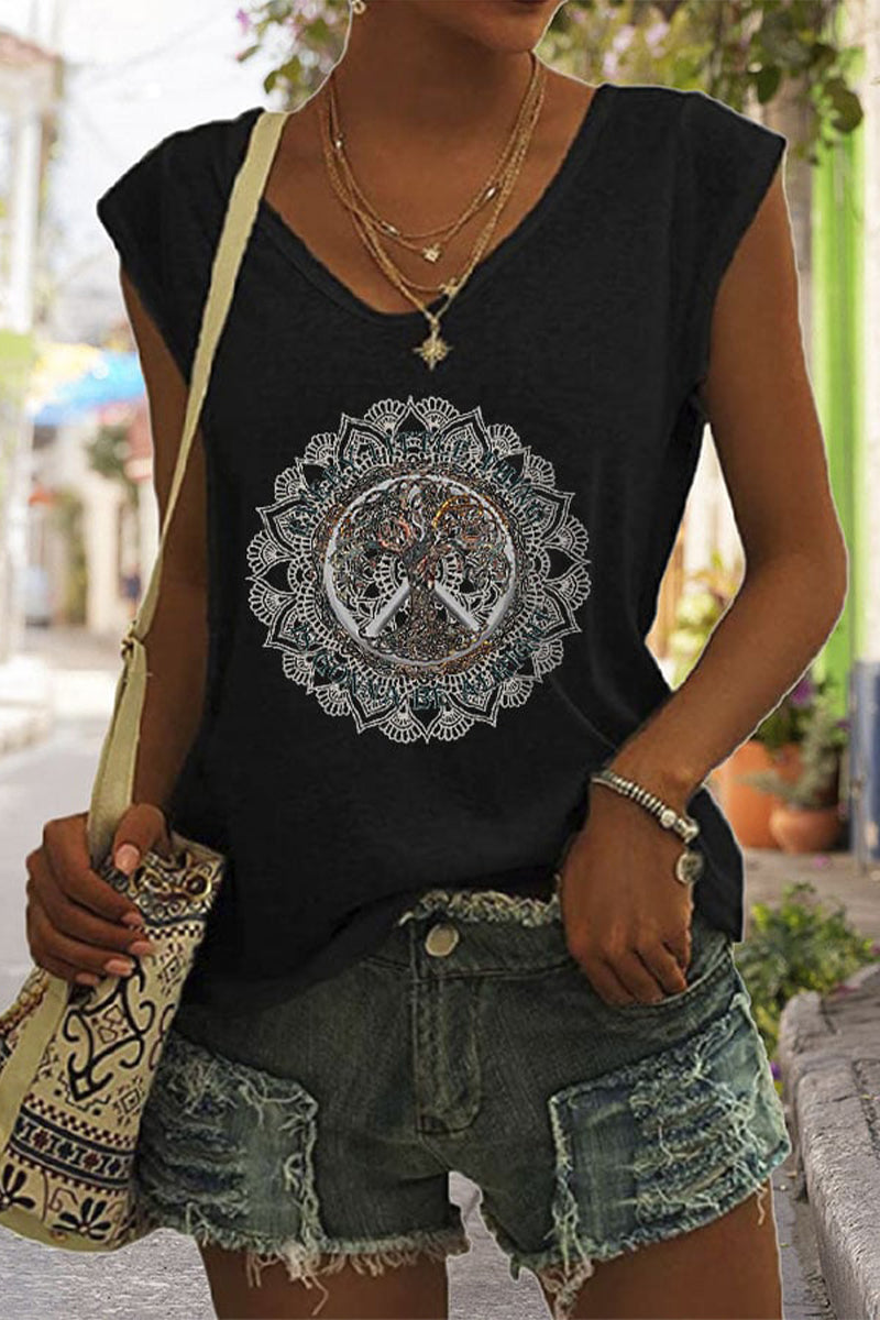 Heidi-Mode | Hippie Crew Neck Ärmelloses Tanktop